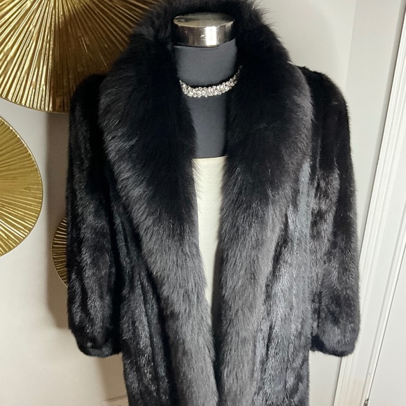 ❤️Black Vintage Mink and Fox Fur Coat - Picture 1 of 11